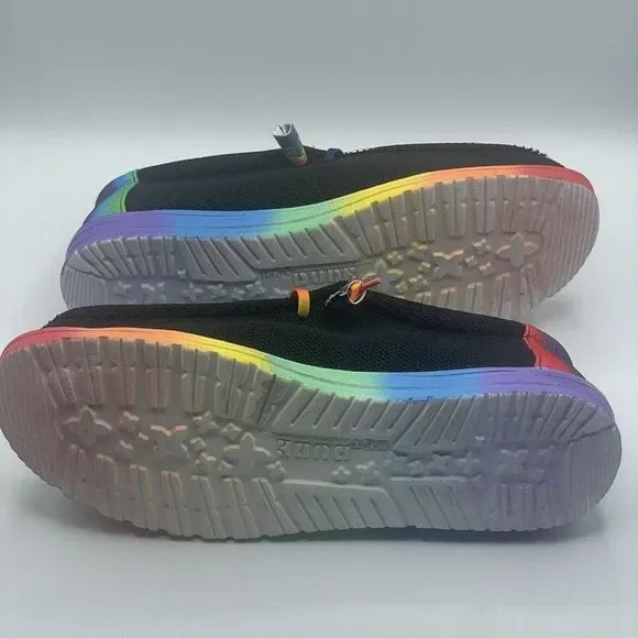 New Hey Dude Pride Rainbow Colorful Black Wally Stretch Deck Shoes Mens Size 11 - Picture 8 of 9